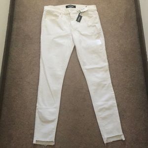 Express White Distressed Denim Ankle Leggings Size 6R